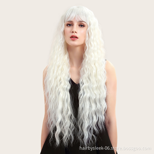Wholesale new wigs with no Lace curly hair for woman machine made super soft fiber long wig girl hair cheap synthetic wigs